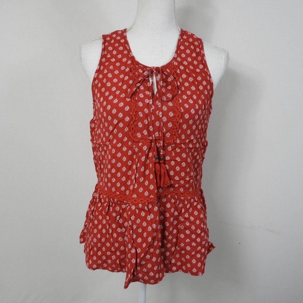 Luna Moon Red White Tassel Tie Tank